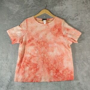 Maggie Barnes Top Womens 1X Peach Plus Size Open Knit Lace Pullover Grandmacore‎